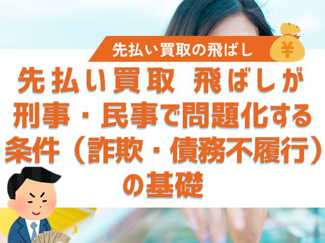 先払い買取 飛ばしが刑事・民事で問題化する条件(詐欺・債務不履行)の基礎