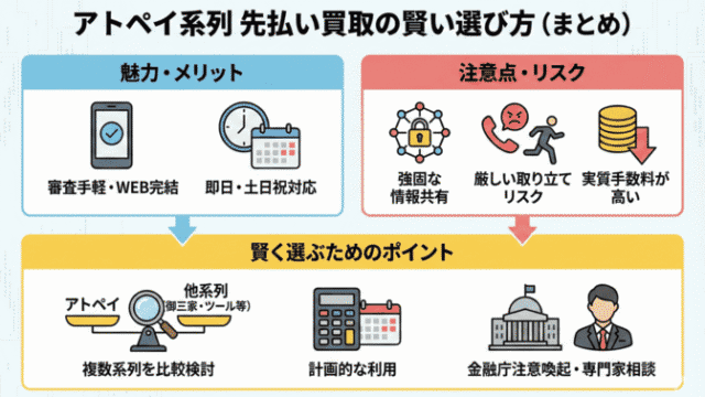 まとめ：アトペイ系列の先払い買取は他系列と比較して賢く選ぼう